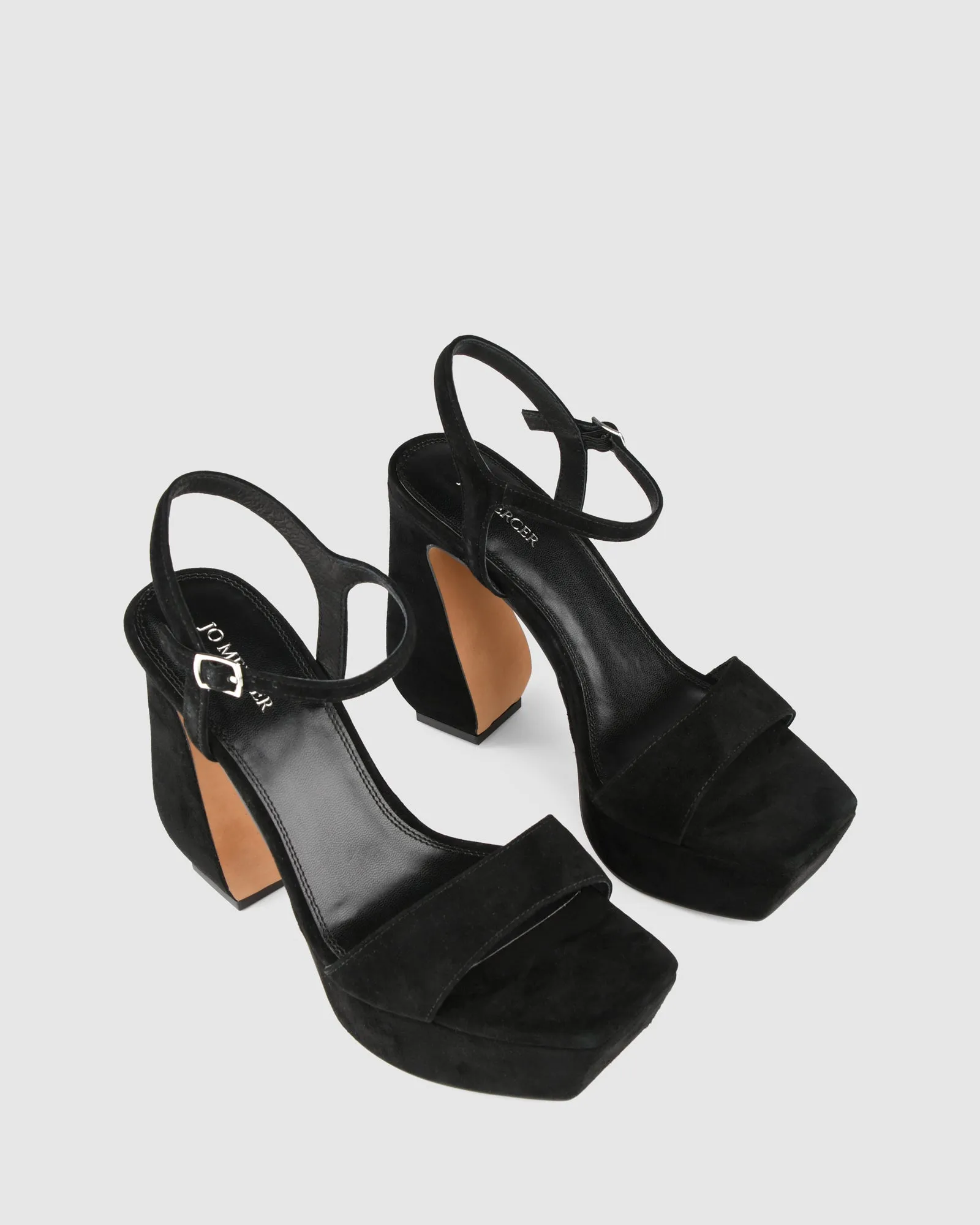 DELPHINA HIGH HEEL PLATFORM SANDALS BLACK SUEDE